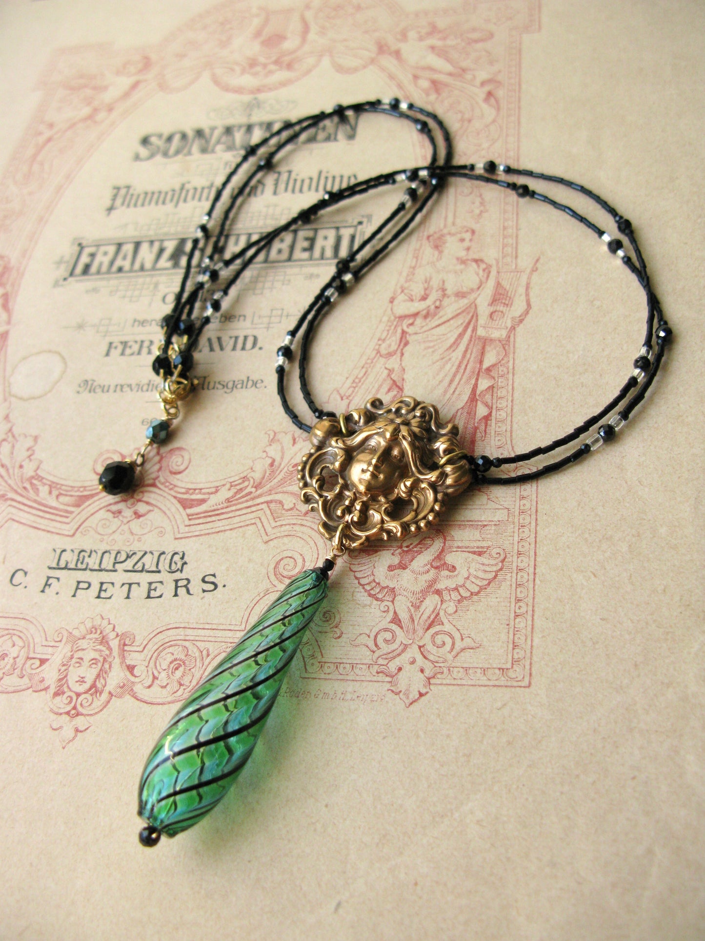 Arlecchino necklace Mascaron green