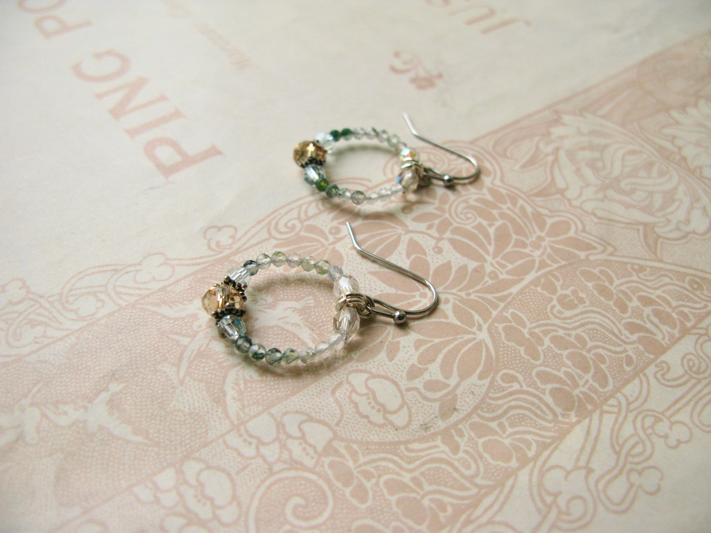 Secret Garden little hoop earrings in moss green