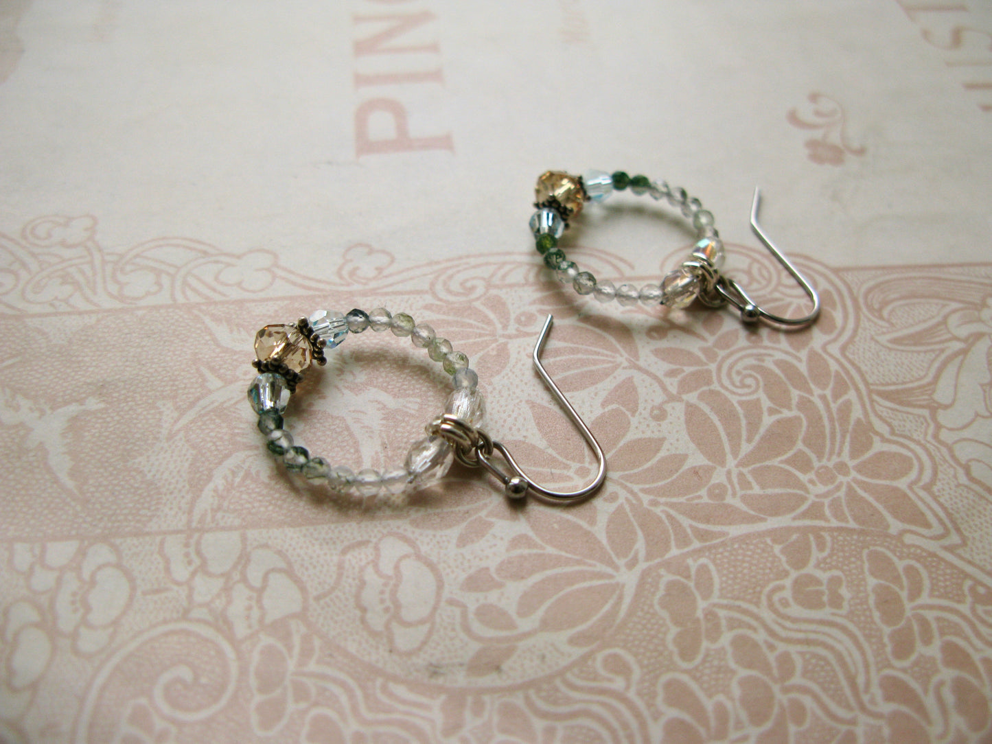 Secret Garden little hoop earrings in moss green