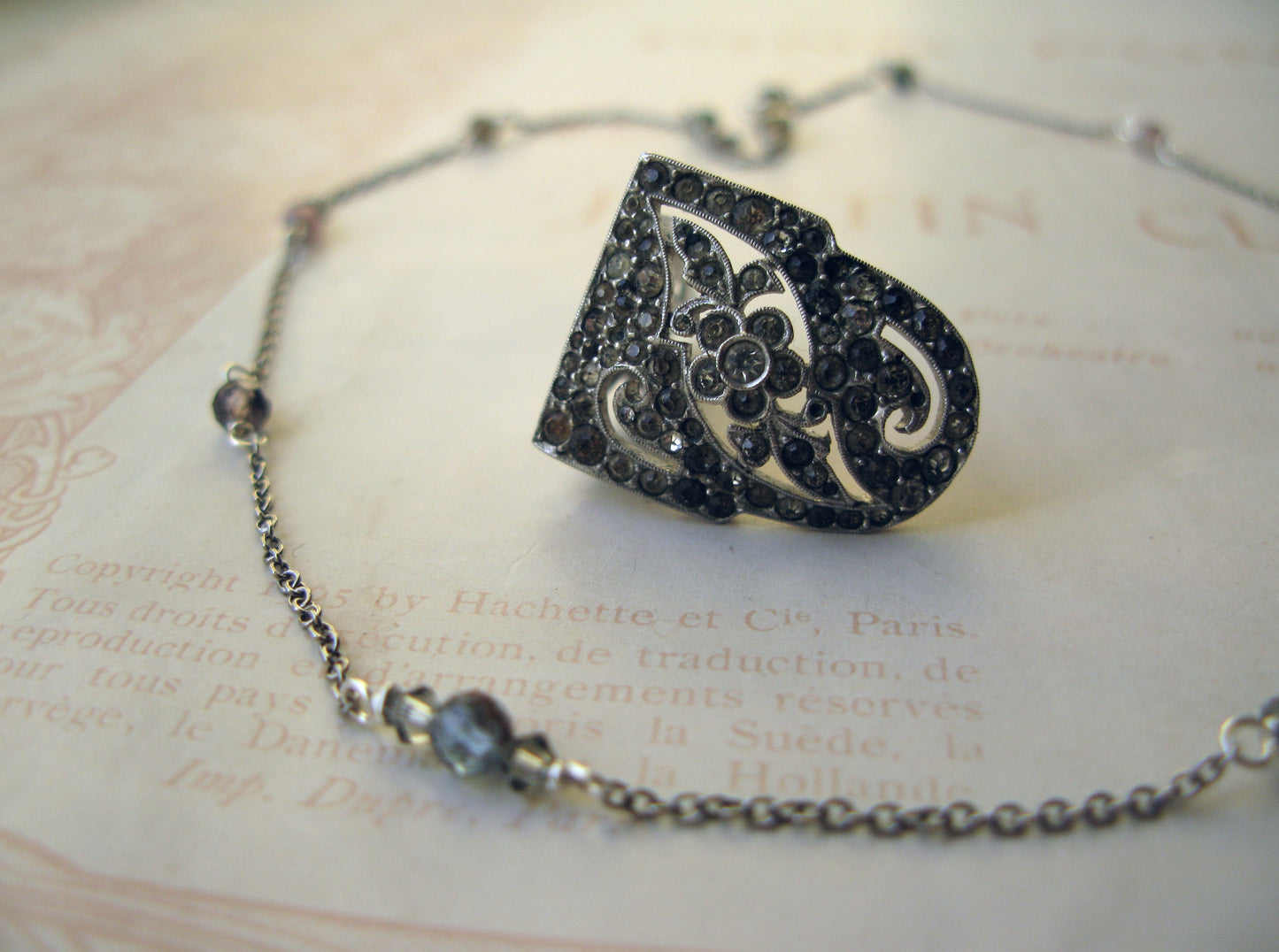 Secret Garden dress clip necklace