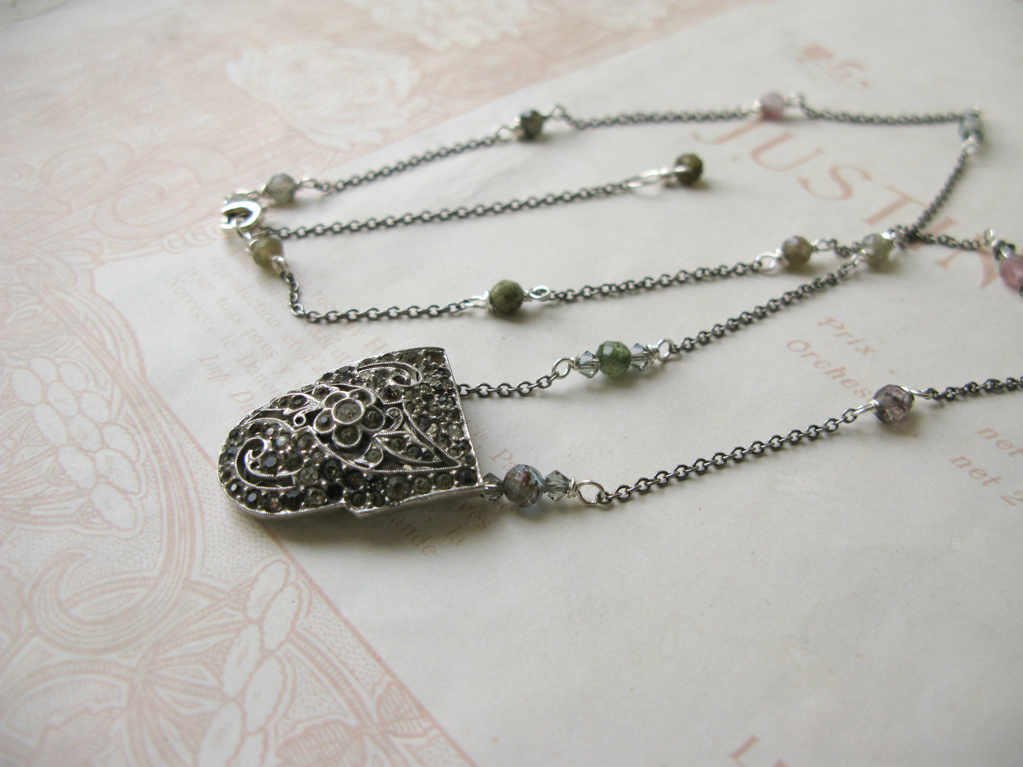 Secret Garden dress clip necklace