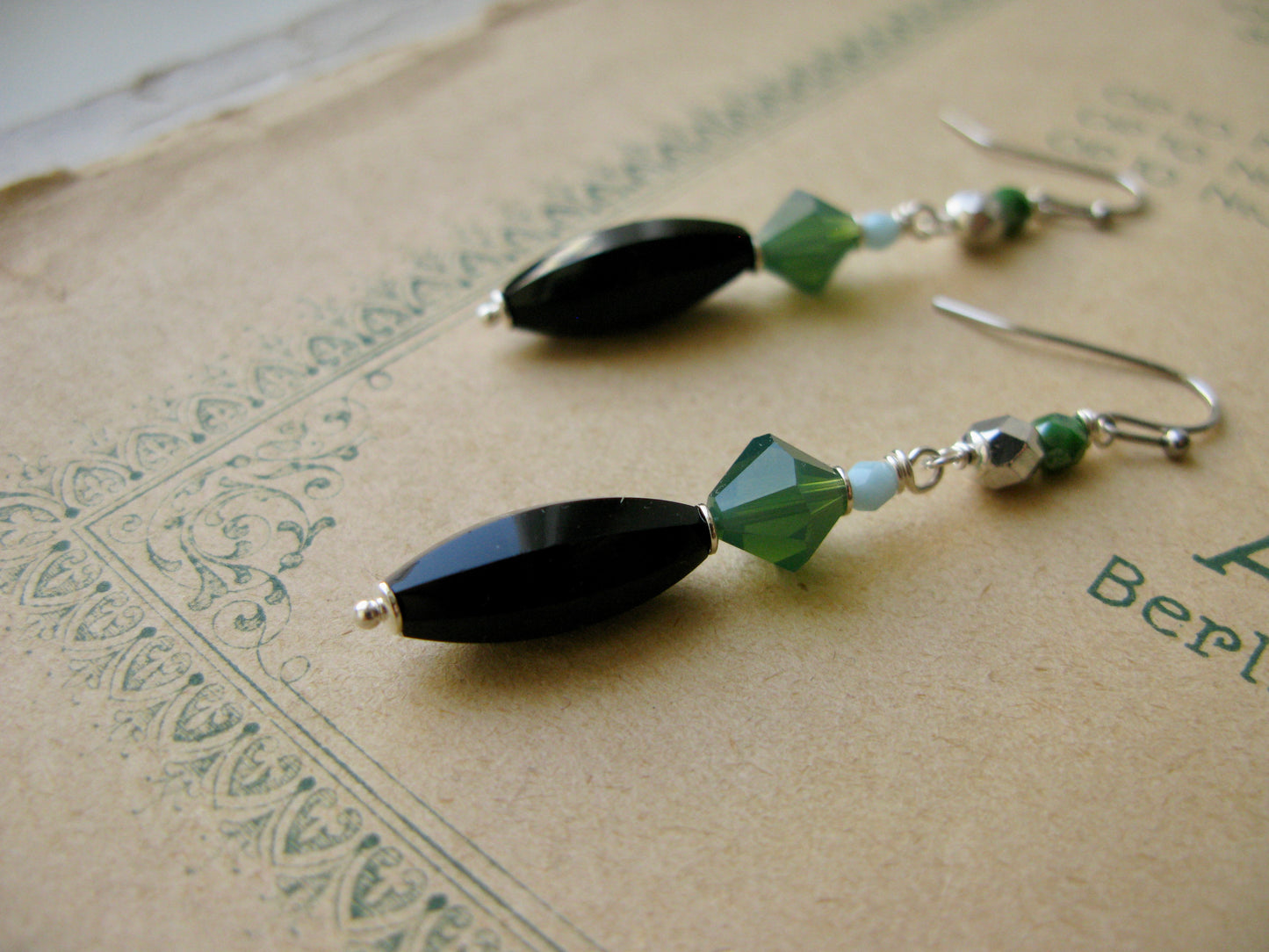 Voyage long earrings in black + silver