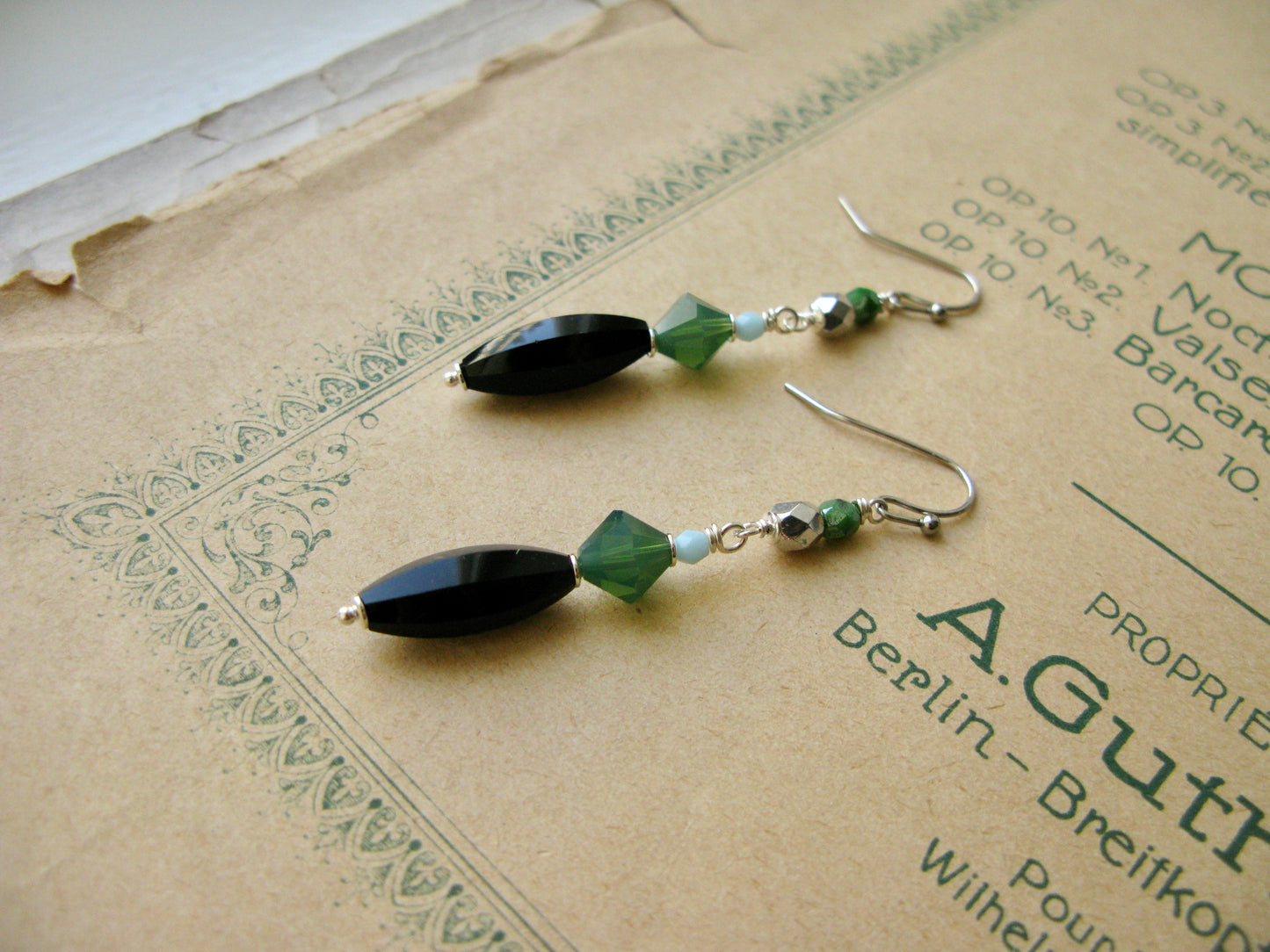 Voyage long earrings in black + silver