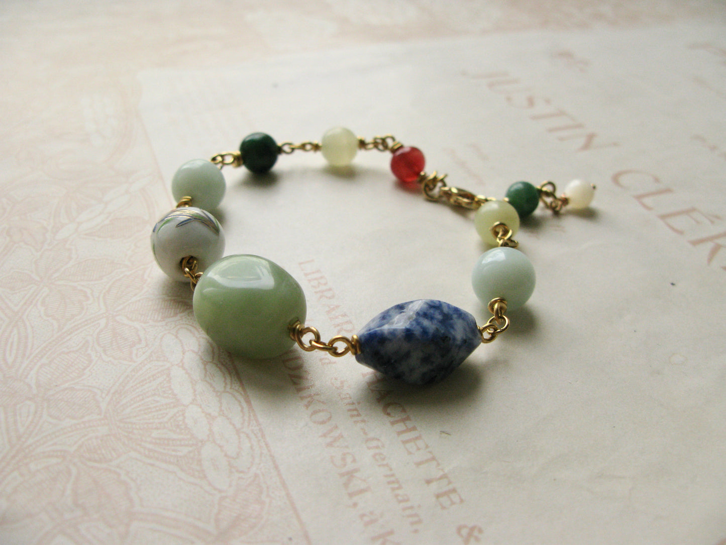 Set in Stone bracelet "Jasmine green tea in the herbal garden" mix