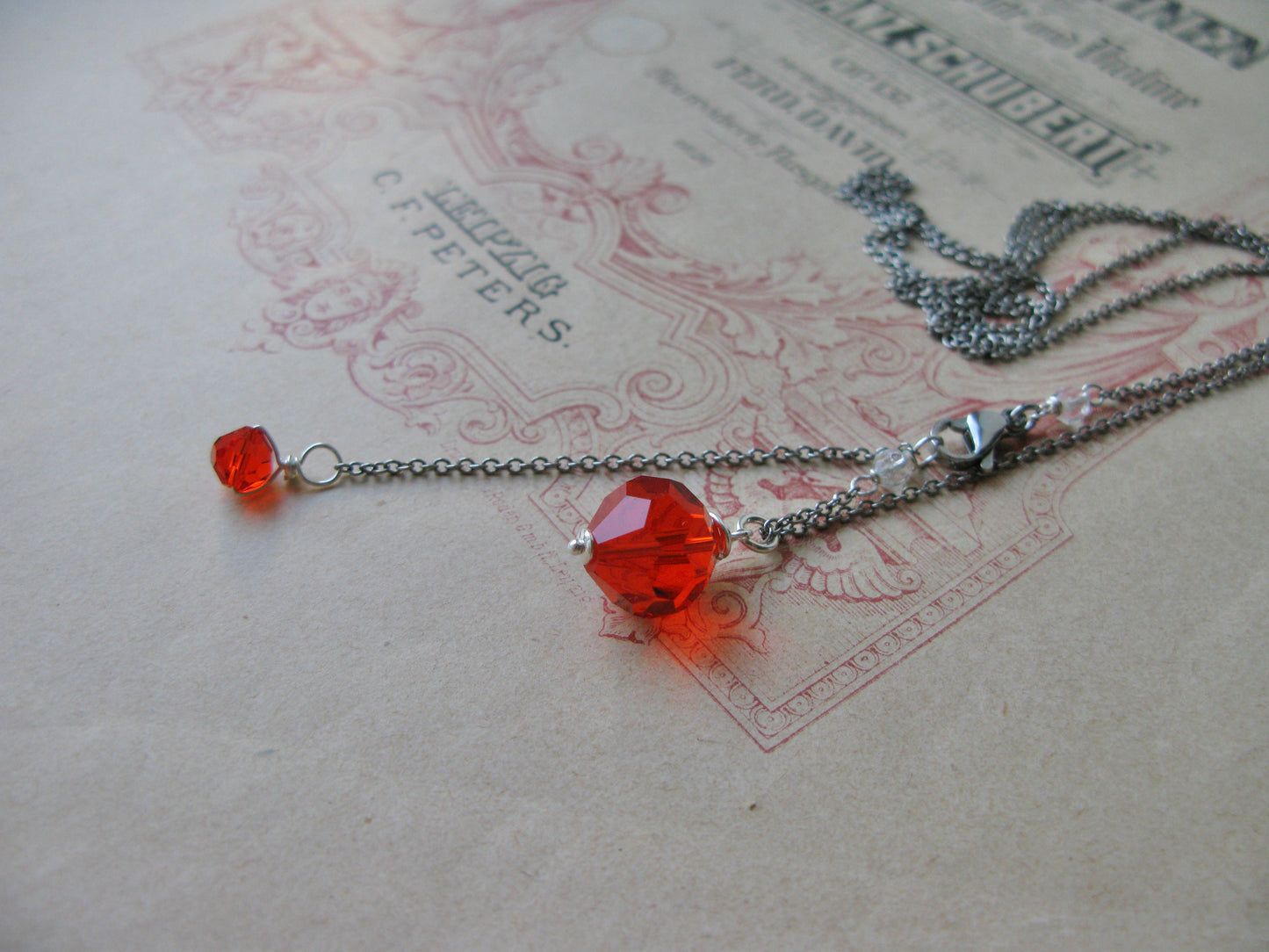Old Hollywood crystal drop long necklace in hyacinth