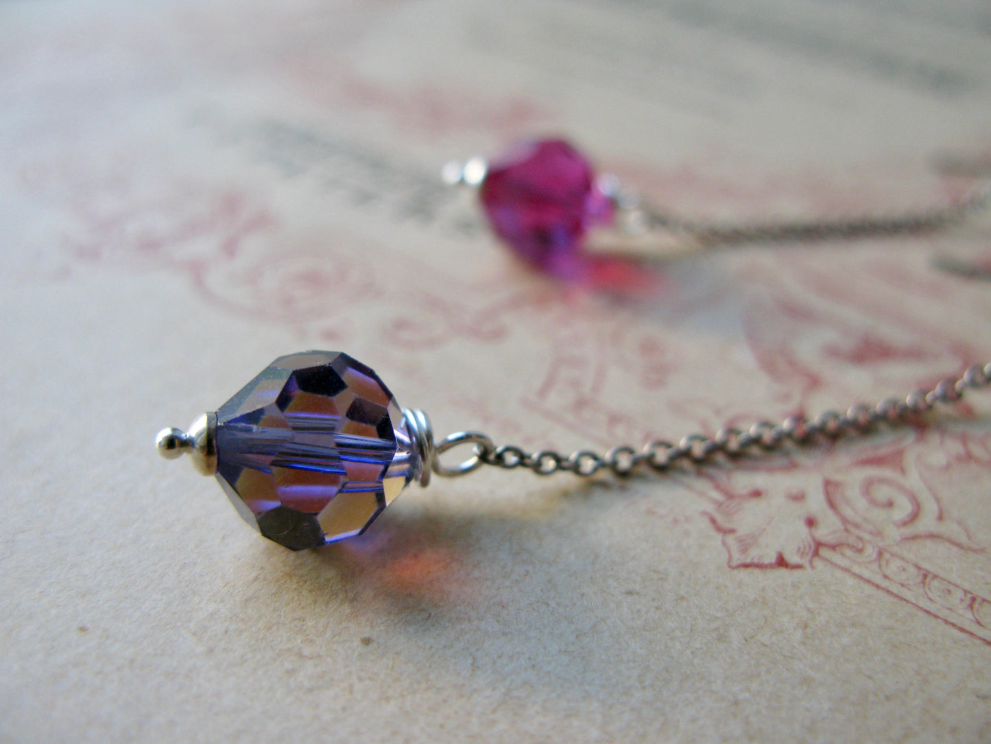 Old Hollywood crystal drop long earrings in multicolour