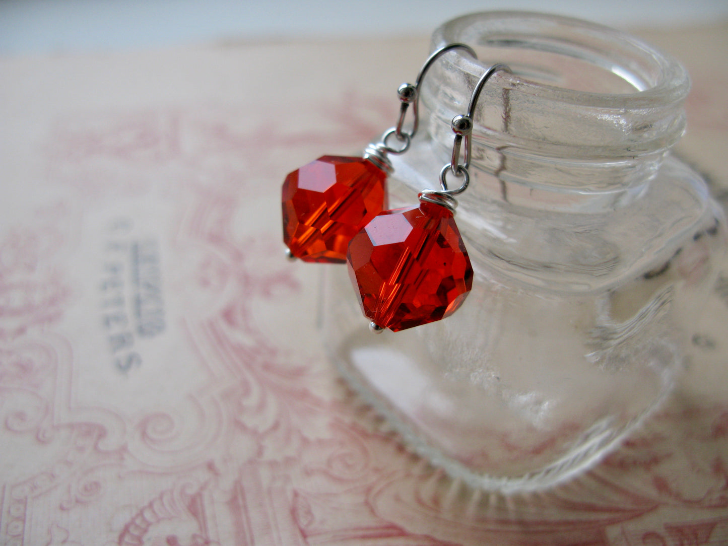 Old Hollywood crystal drop mini earrings in hyacinth