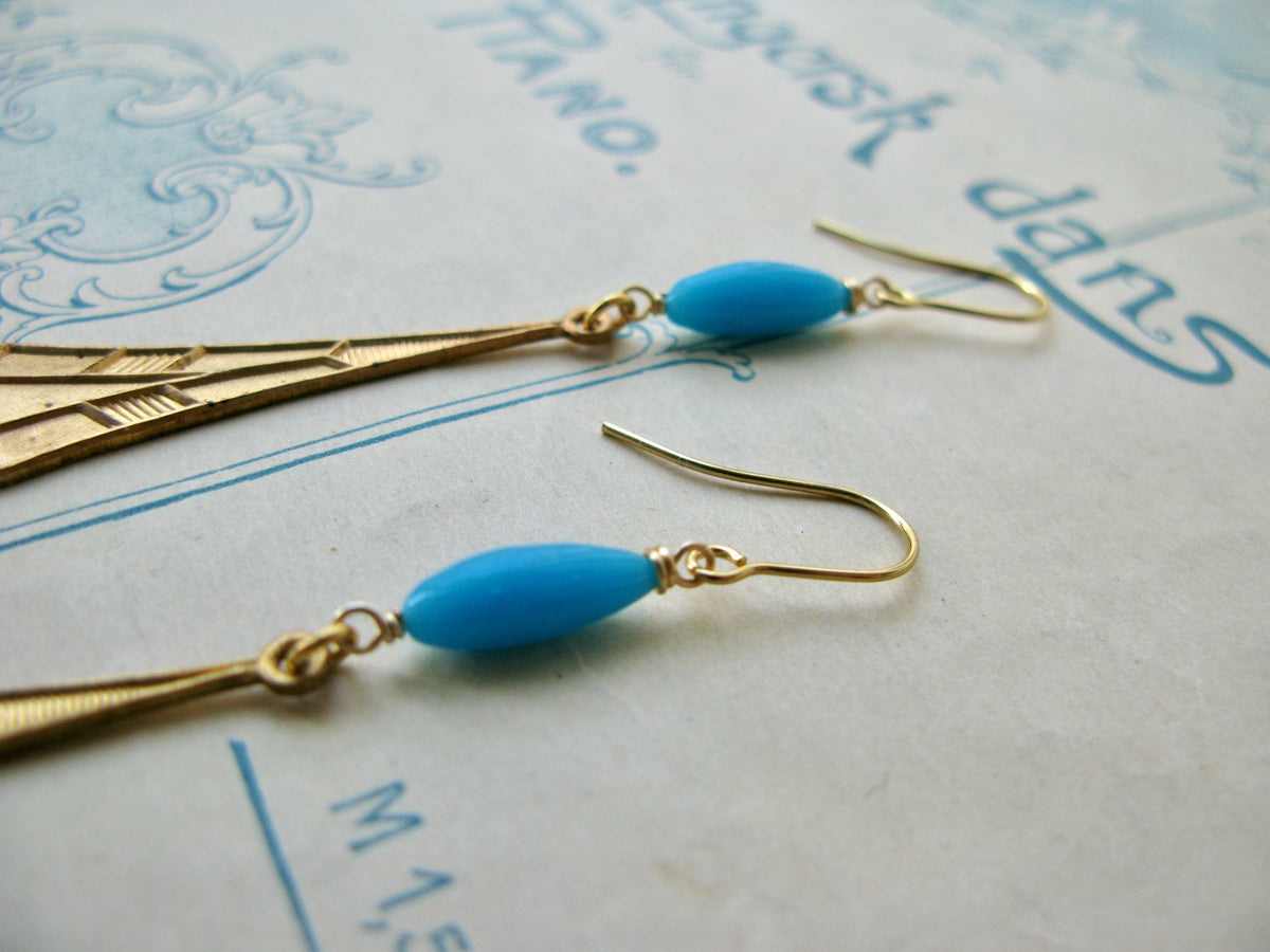 Plume earrings in blue turquoise