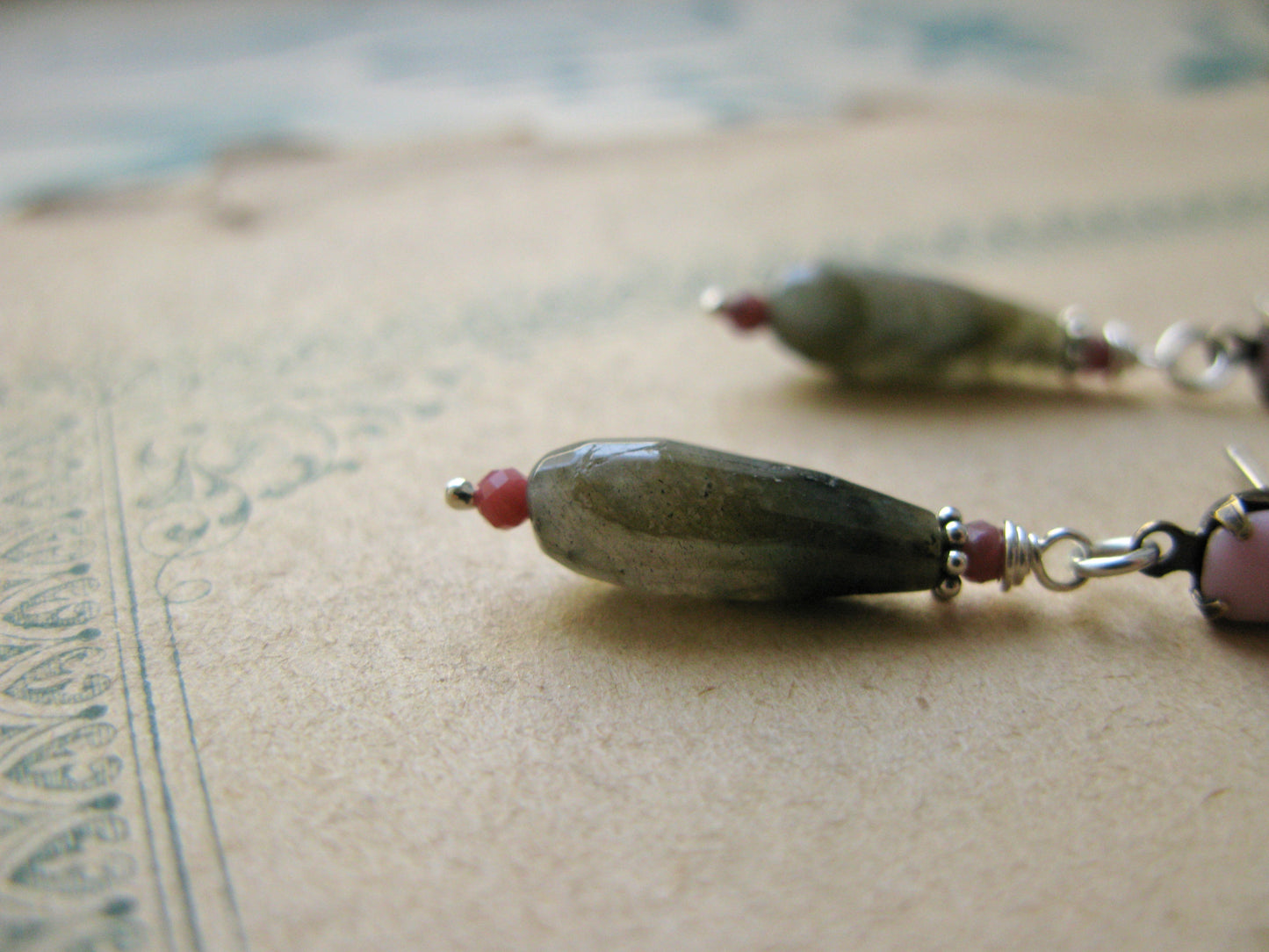 Magnolia post earrings in labradorite