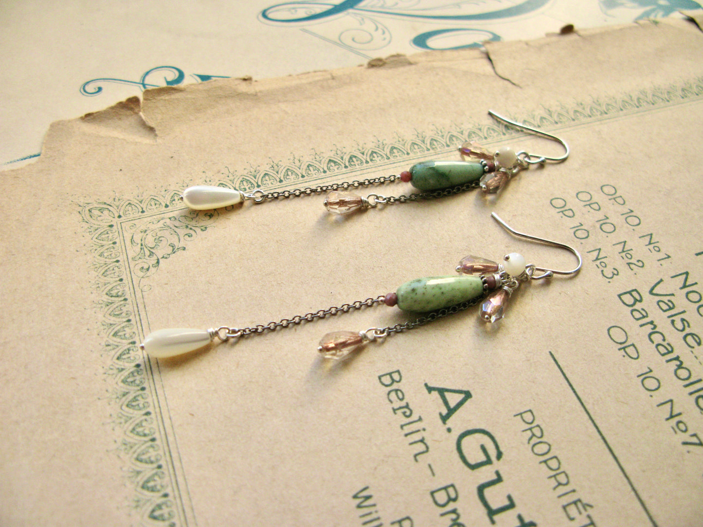Magnolia long earrings
