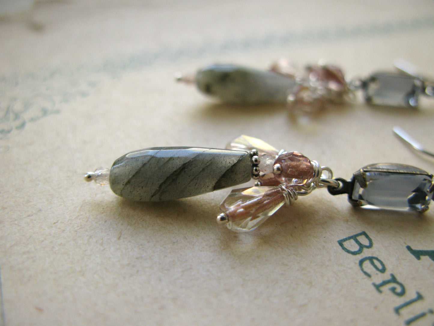 Magnolia midi earrings in cool blue + rose