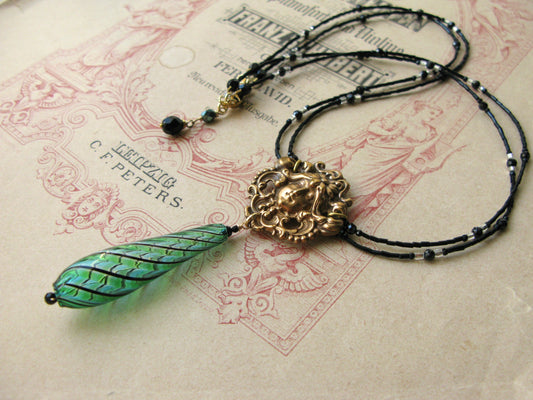Arlecchino necklace Mascaron green