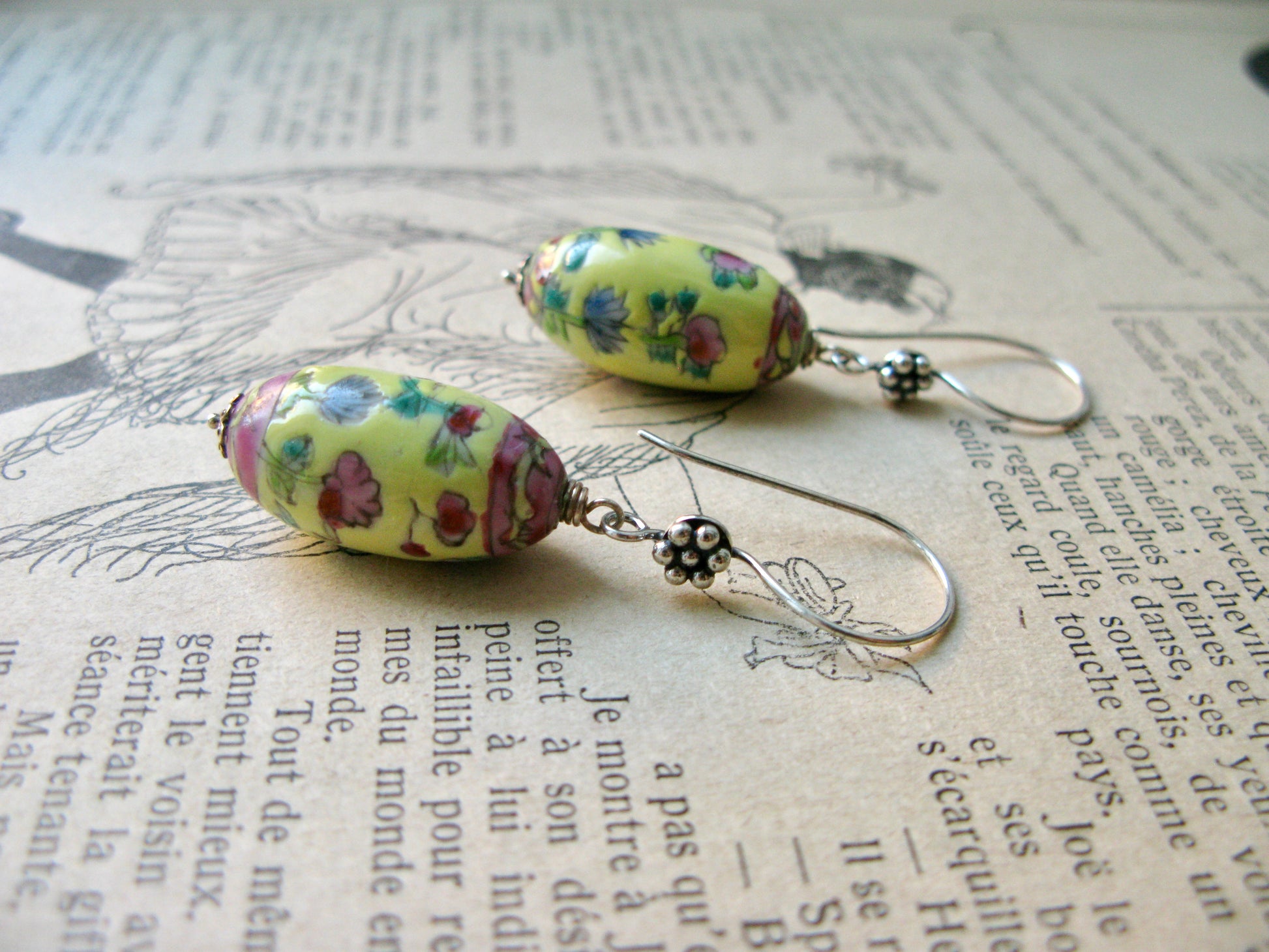 Colourful porcelain bead earrings.
