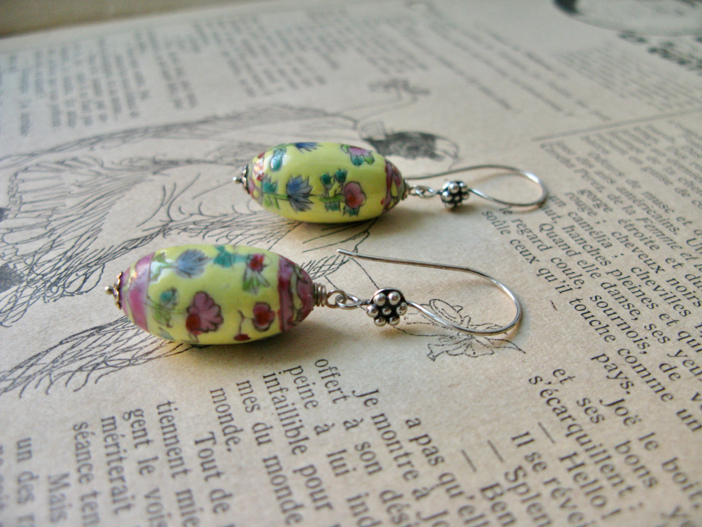 Colourful porcelain bead earrings