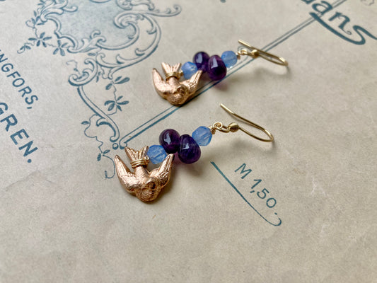 Hirondelle earrings in amethyst