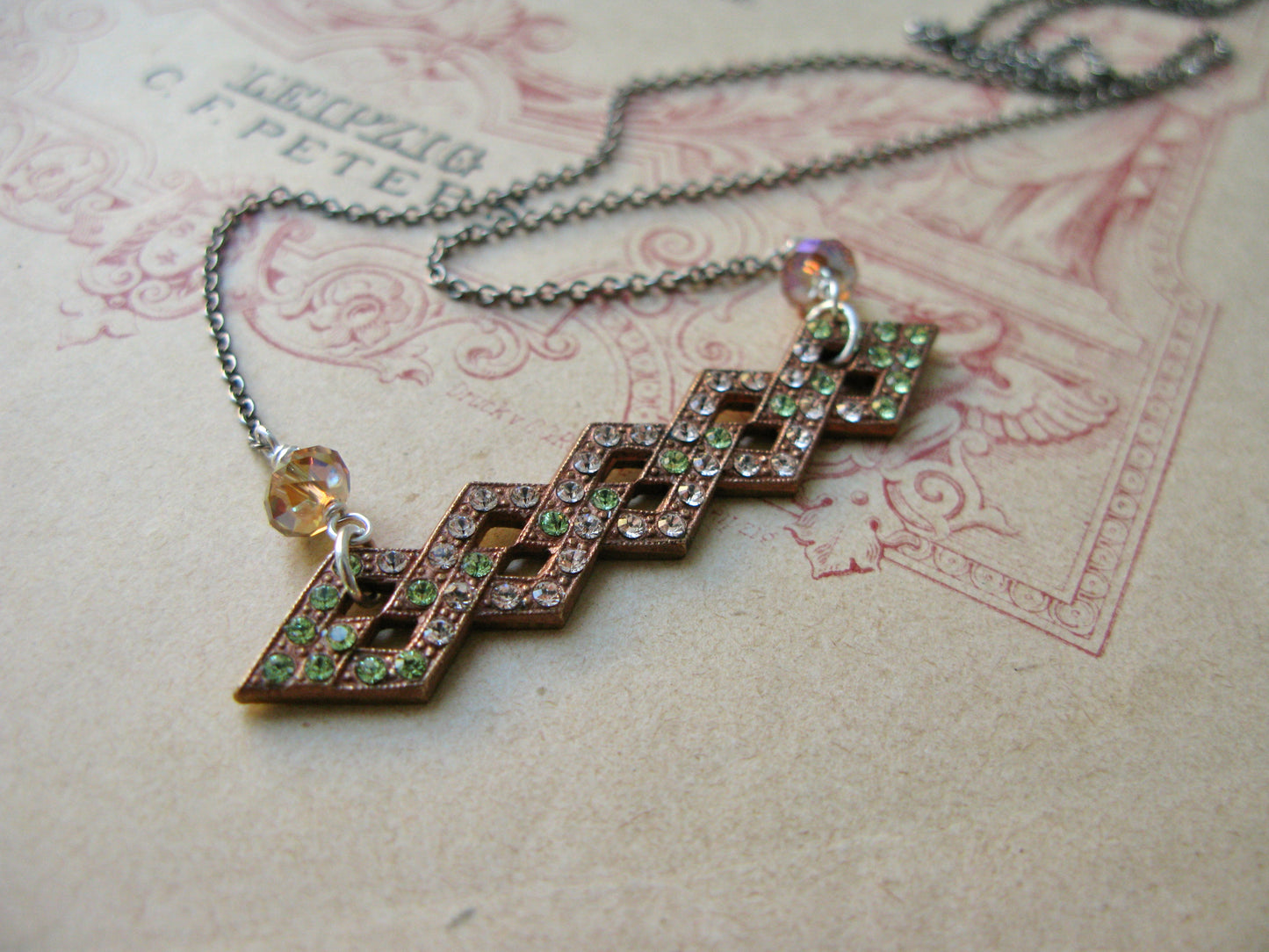 Way To Go pendant necklace in peridot+silk