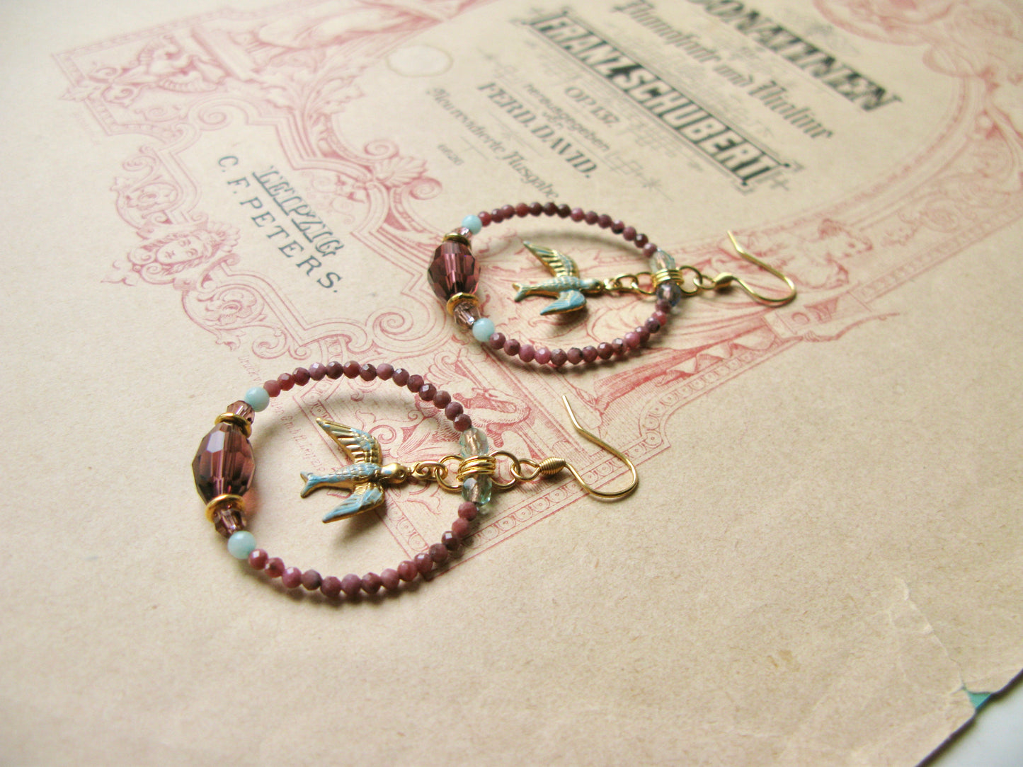 Virginie Birdie hoop earrings in rose