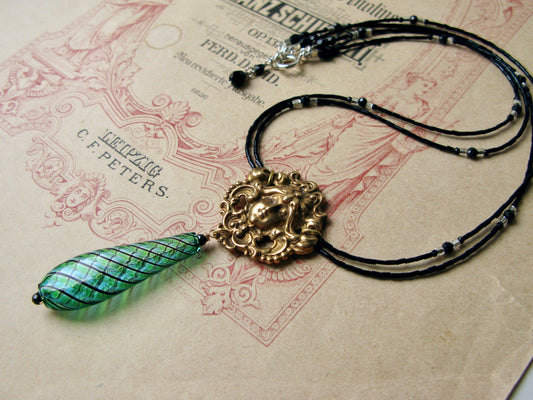 Arlecchino necklace Mascaron green