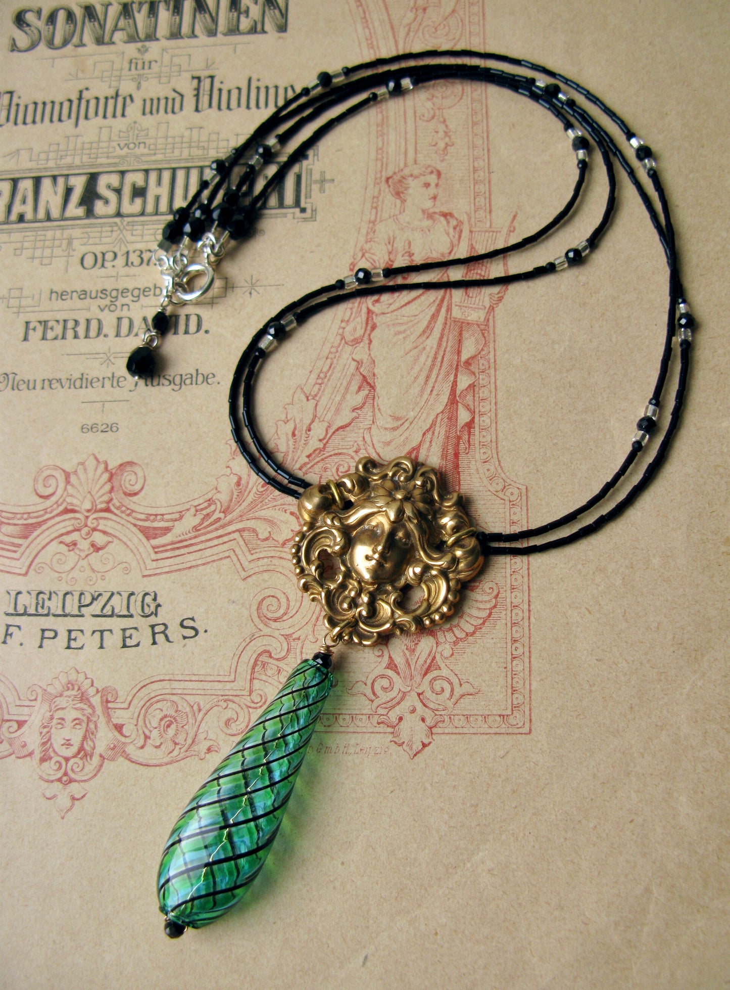 Arlecchino necklace Mascaron green