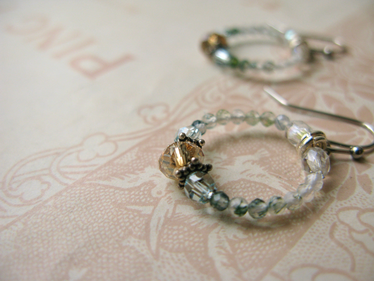 Secret Garden little hoop earrings in moss green
