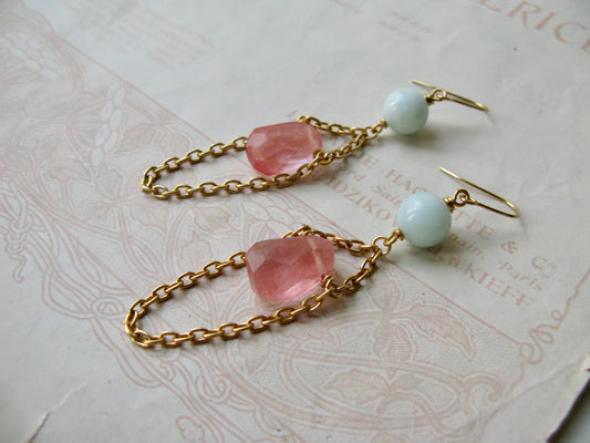 Set in Stone long earrings in amazonite
