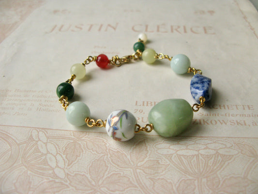 Set in Stone bracelet "Jasmine green tea in the herbal garden" mix