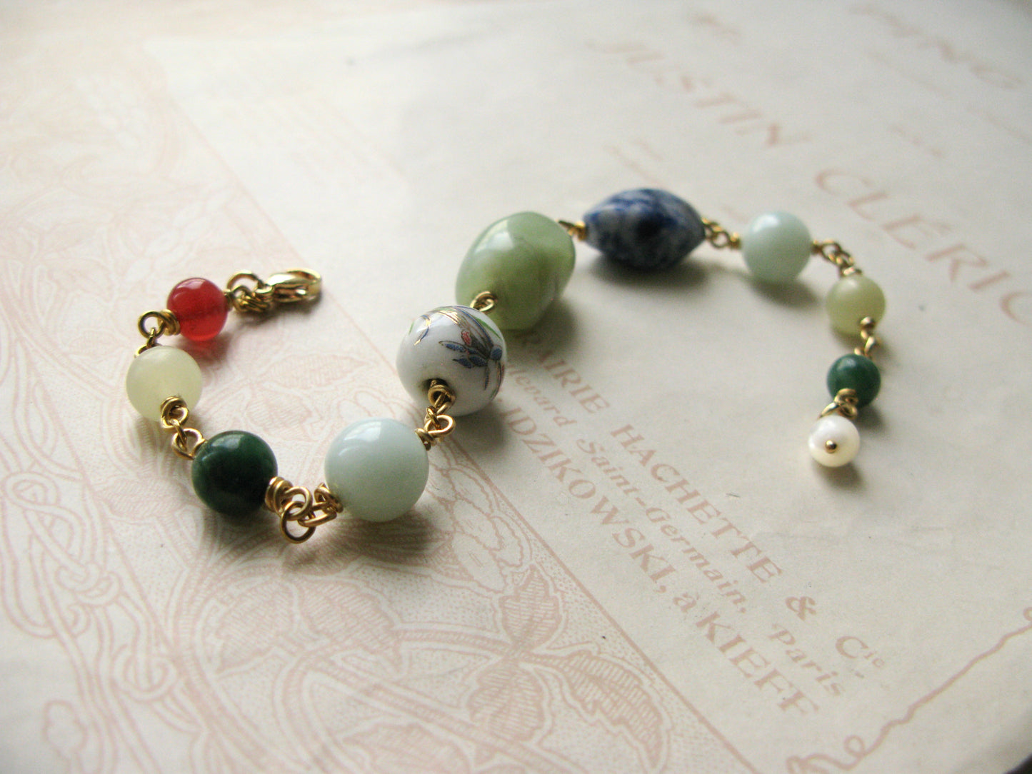 Set in Stone bracelet "Jasmine green tea in the herbal garden" mix