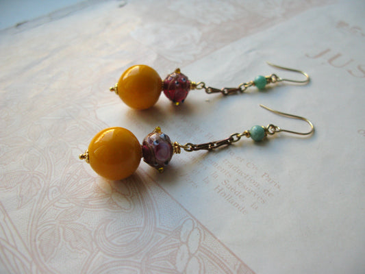 Venetian Garden long earrings in mango