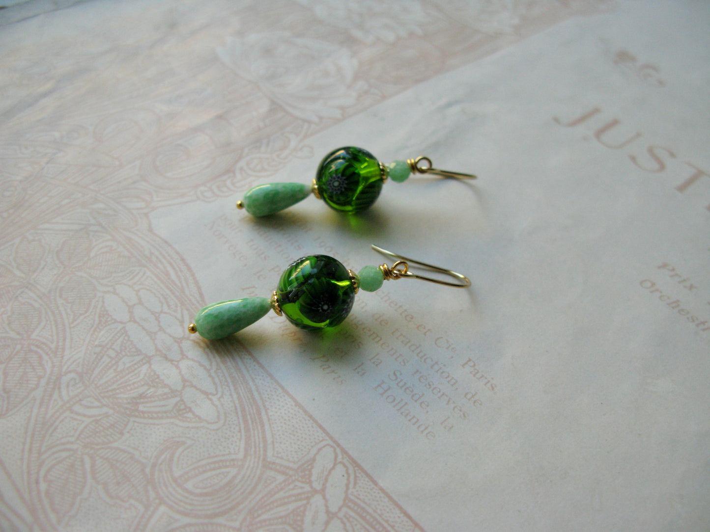 Venetian Garden midi earrings in green