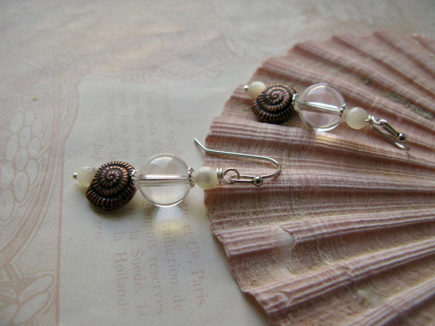 Aphrodite Ammonite earrings in crystal white