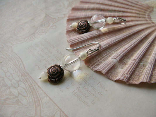 Aphrodite Ammonite earrings in crystal white
