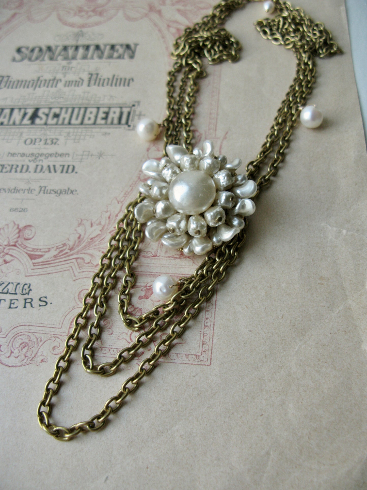 Old Hollywood brooch + chain necklace