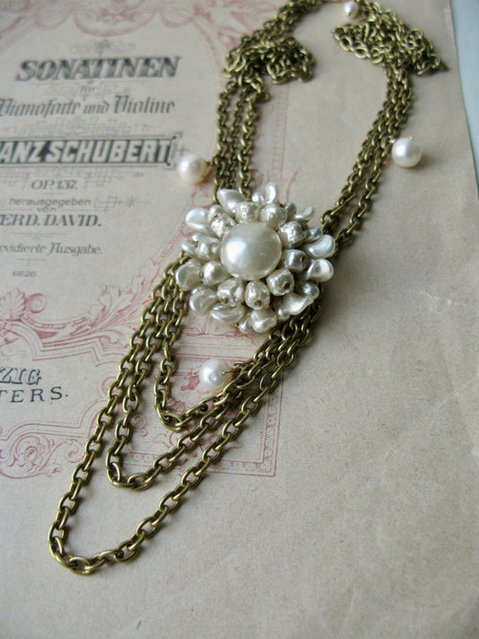 Old Hollywood brooch + chain necklace