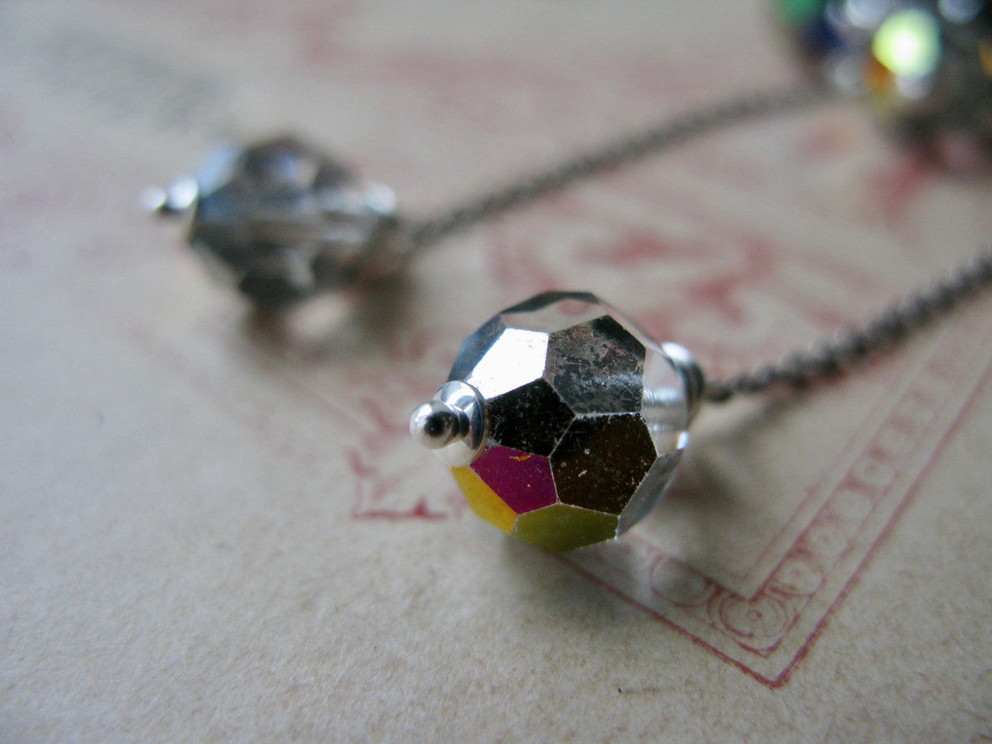 Old Hollywood crystal drop clip-on earrings in vitrail