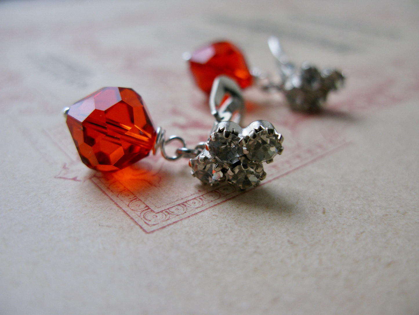 Old Hollywood clip-on earrings in hyacinth