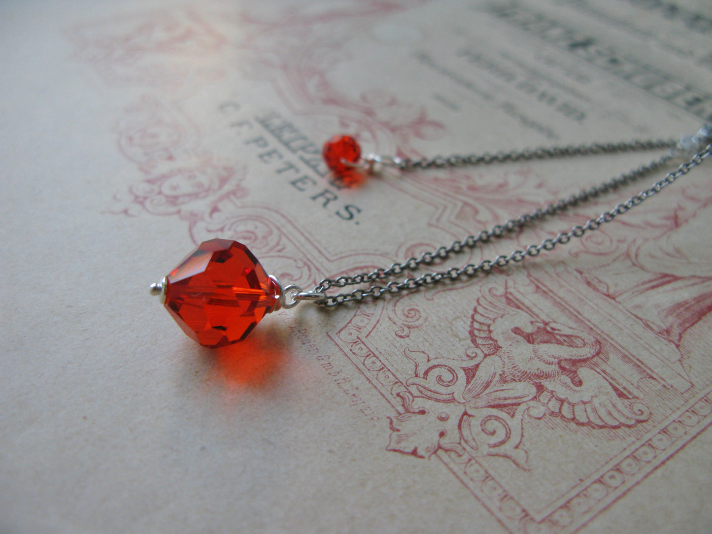 Old Hollywood crystal drop long necklace in hyacinth