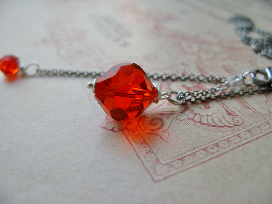 Old Hollywood crystal drop long necklace in hyacinth