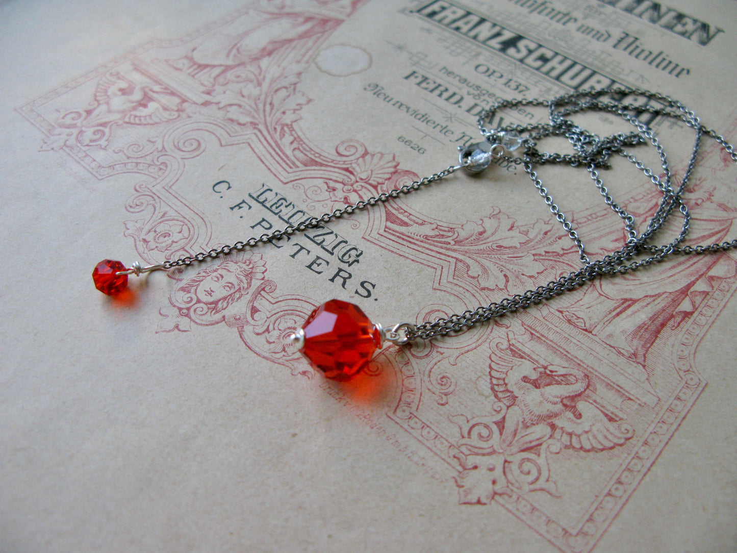 Old Hollywood crystal drop long necklace in hyacinth