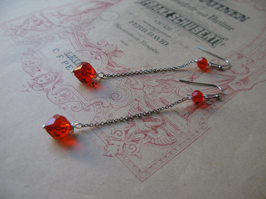 Old Hollywood crystal drop long earrings in hyacinth