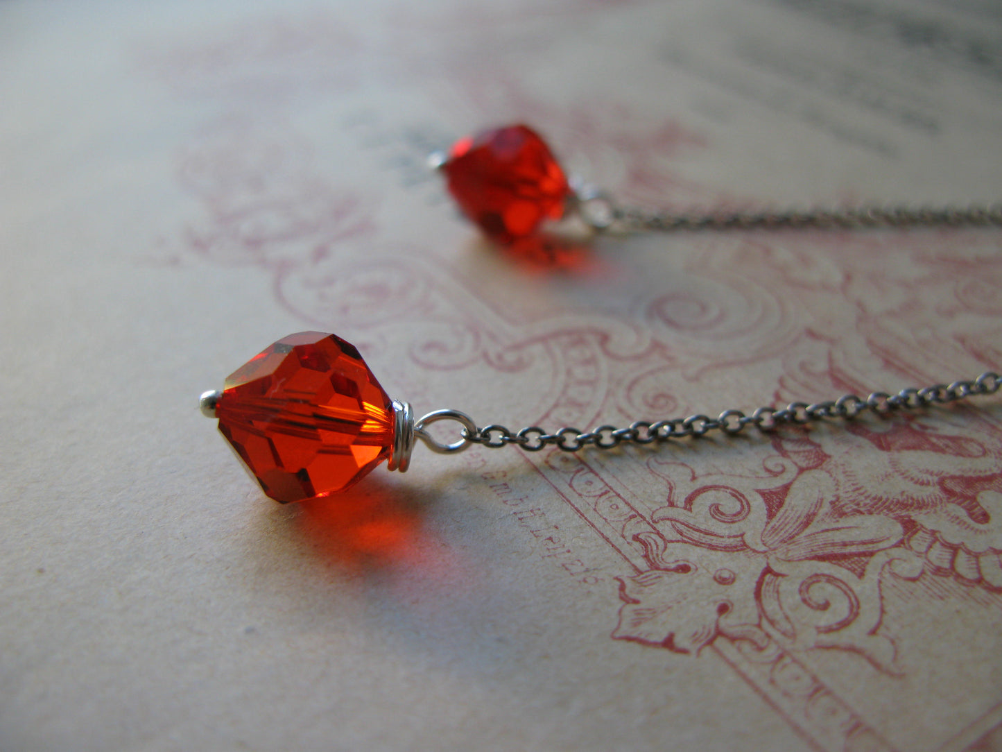 Old Hollywood crystal drop long earrings in hyacinth