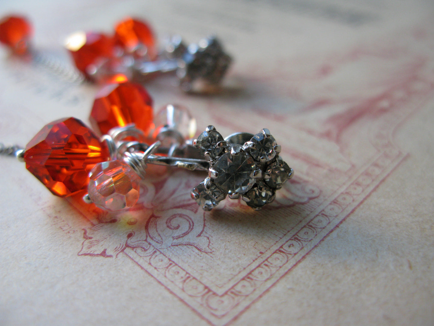 Old Hollywood crystal drop clip-on earrings in hyacinth