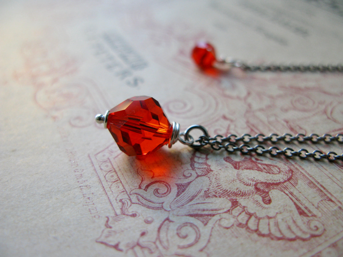 Old Hollywood crystal drop short necklace in hyacinth