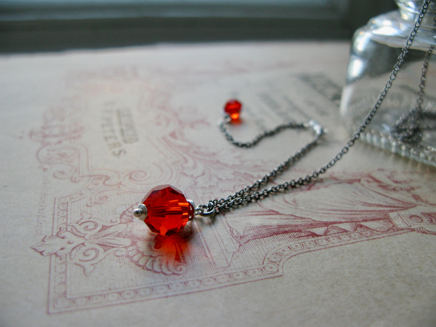 Old Hollywood crystal drop short necklace in hyacinth