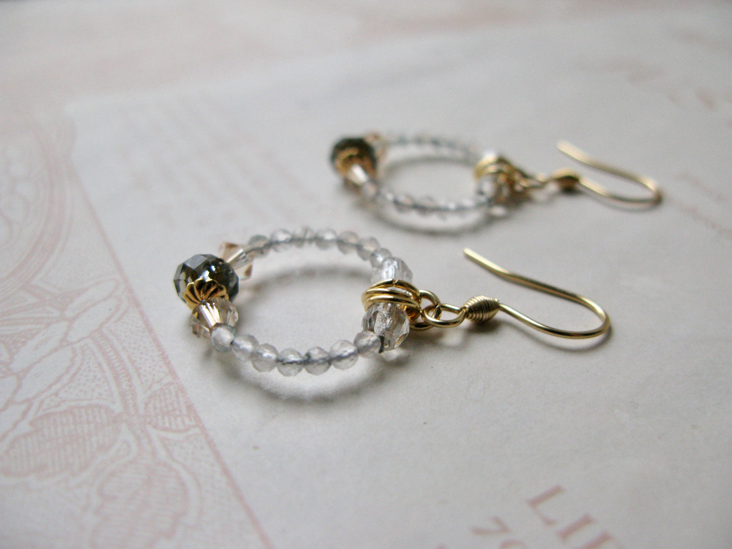 Secret Garden little hoop earrings in warm whisper