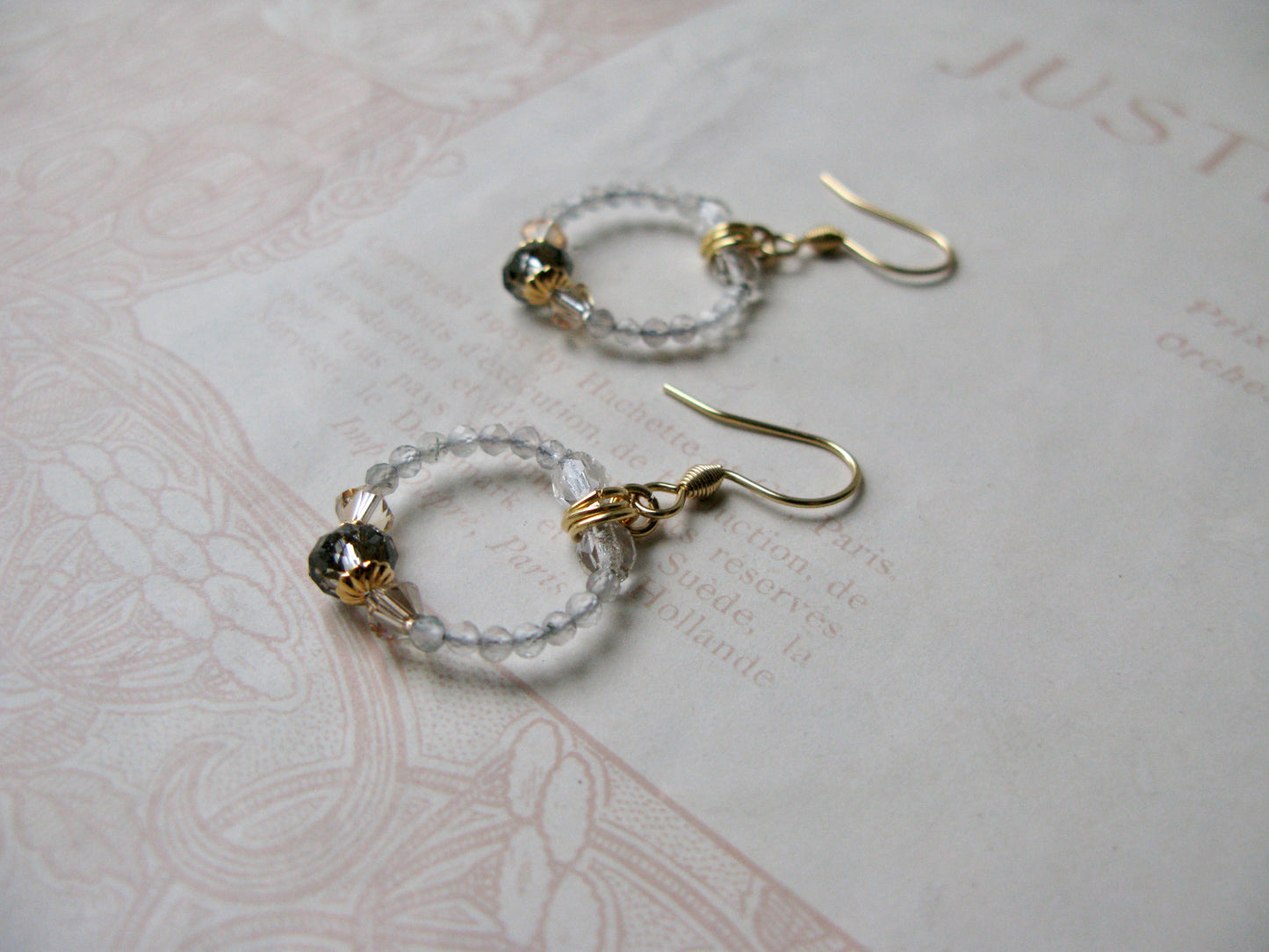 Secret Garden little hoop earrings in warm whisper