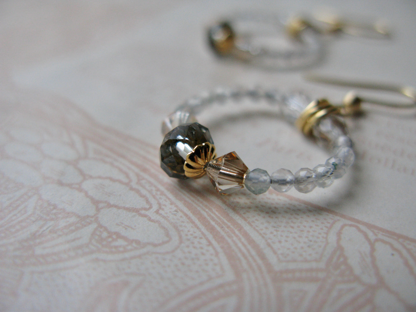 Secret Garden little hoop earrings in warm whisper