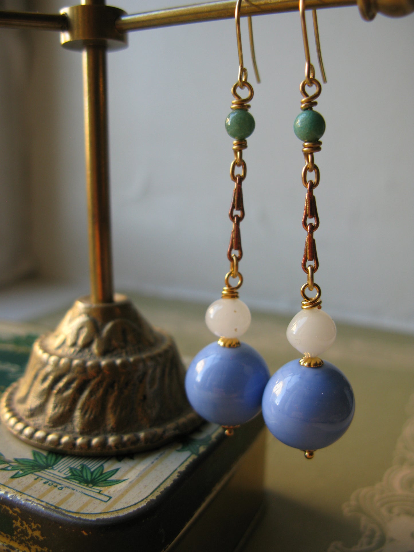 Venetian Garden long earrings in light blue