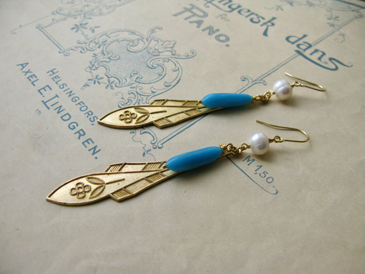 Plume earrings in turquoise