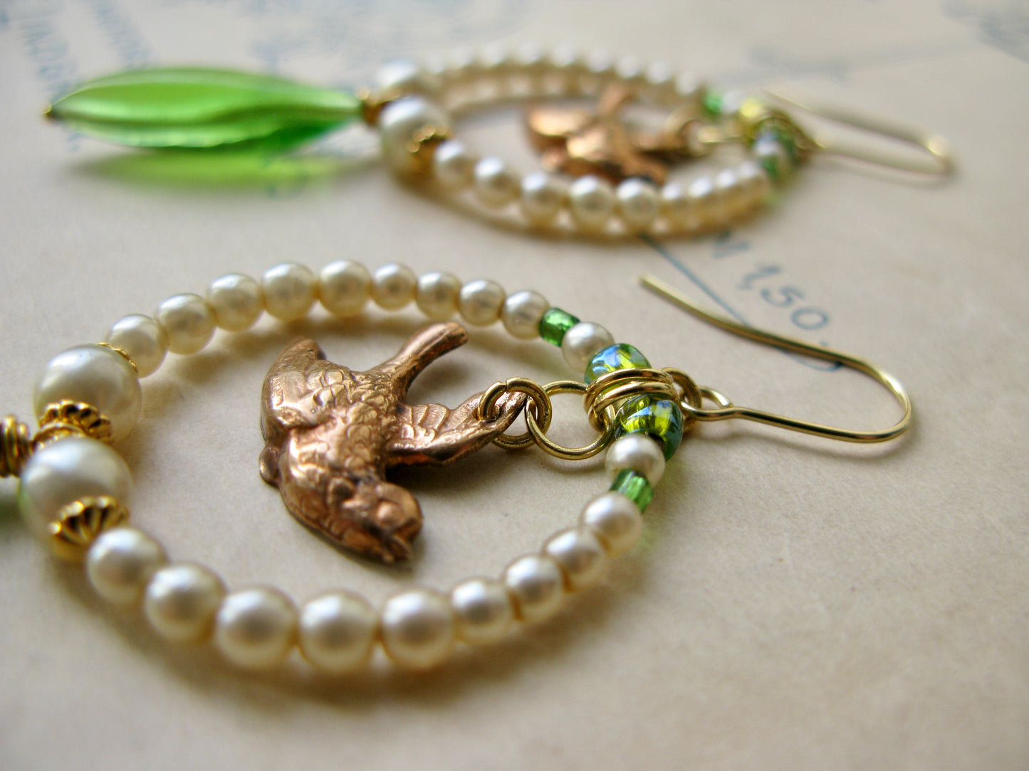 Lark pearly hoop earrings in green