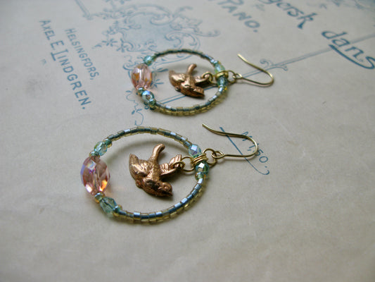 Lark glass hoop earrings in light green